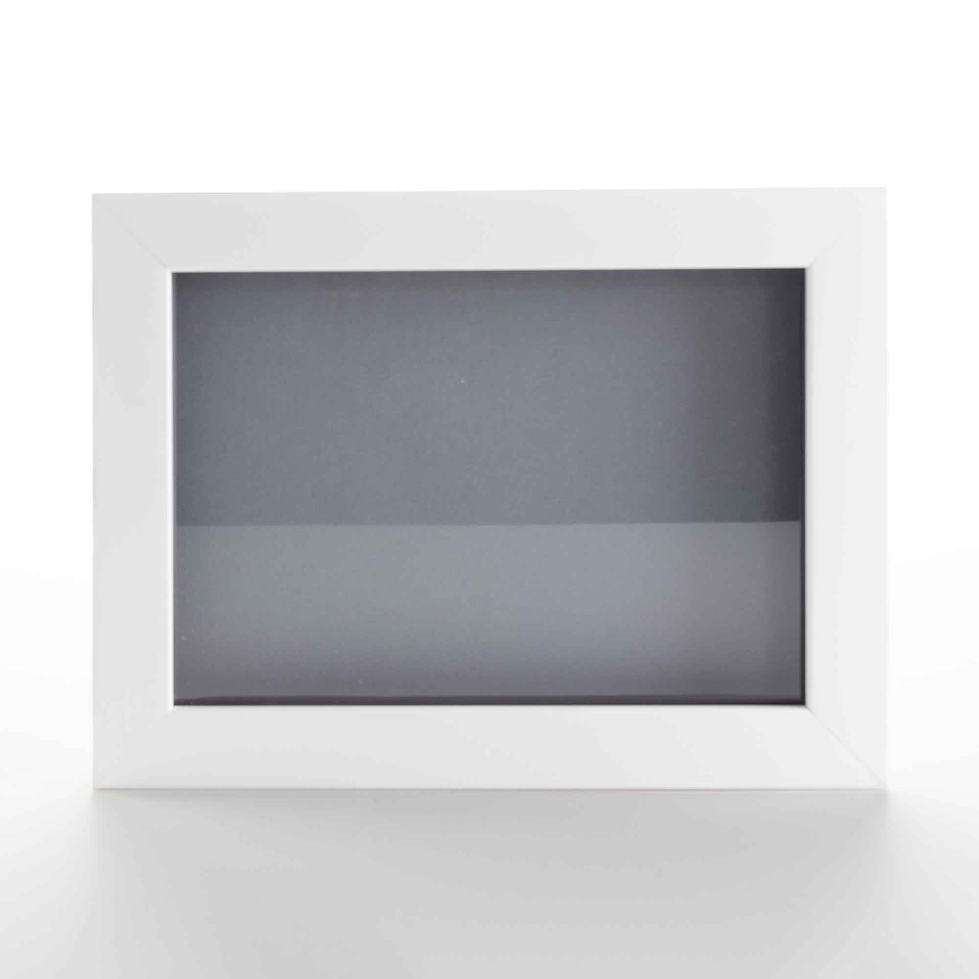 White 8x8 Wood Shadow Box with Grey Acid-Free Backing - With 11/16